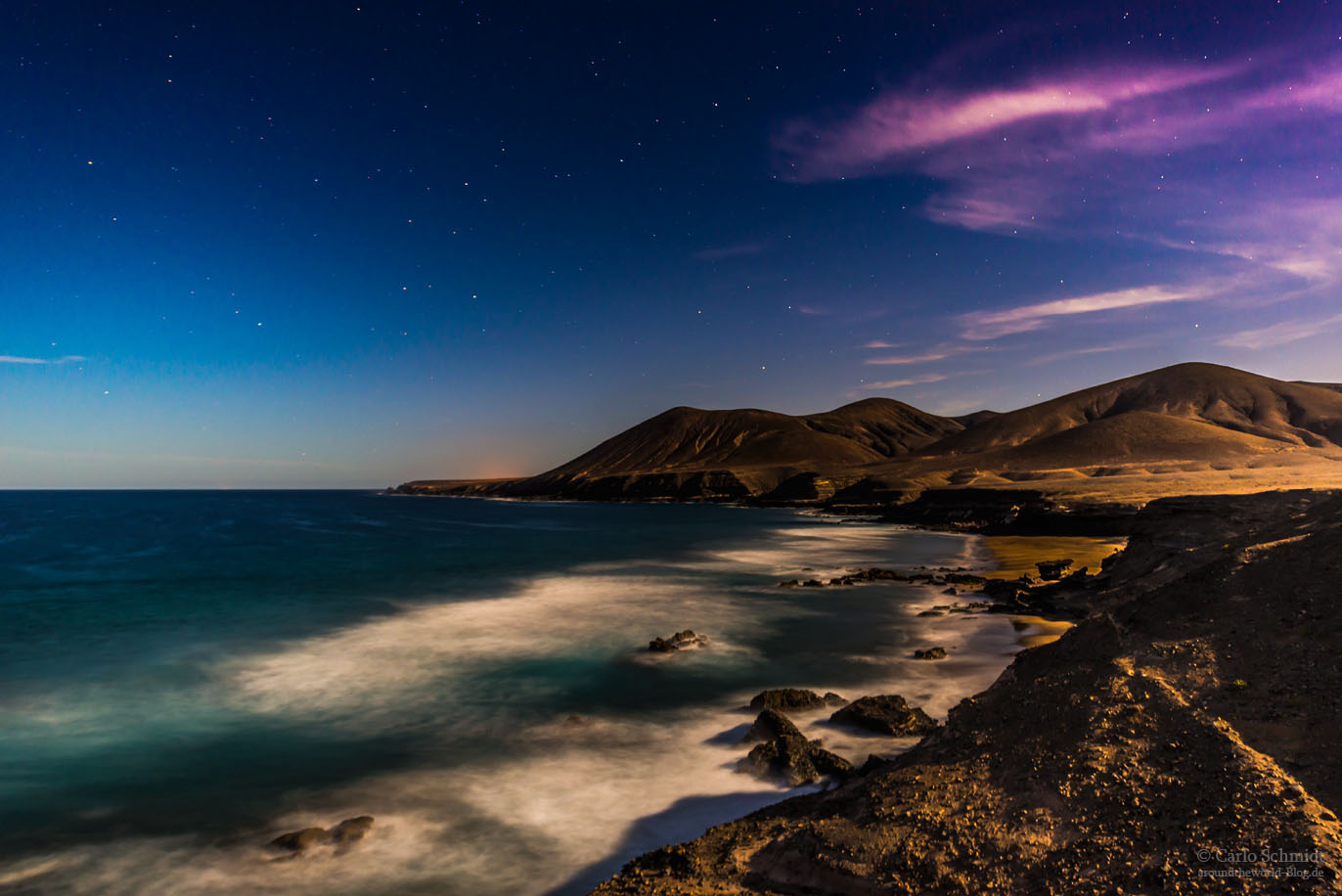 Westküste von Fuerteventura bei Nacht